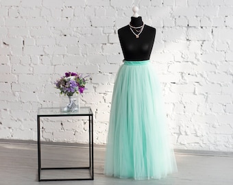 Tulle Skirt, Light Green Tulle Skirt #96, Tutu Skirt, Prom skirt, Long Tulle Skirt, Bridesmaid Tulle Skirt, Bridal Women Tulle Skirt