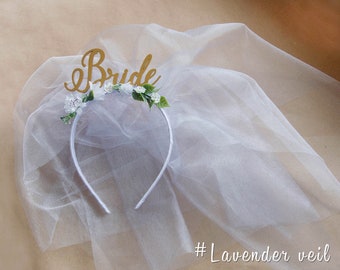 Headband with veil Bridal Shower Bride Gift Bride with Veil Headband, Bride to Be Hen Party Accessory, Bride Hen Do Headband