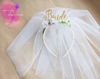 Bride Veil Headband: Floral Hen Party Crown