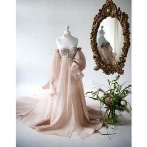Cappuccino Organza Dress: Boho Bridal Gown, Maternity Photoshoot
