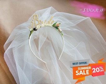 Bride Party headband Hen Party Crown Headband Veil headband Bride with veil headband Headband with veil Bridal Shower