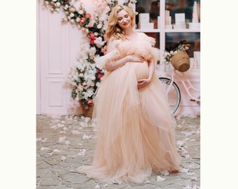 fluffy maxi dress