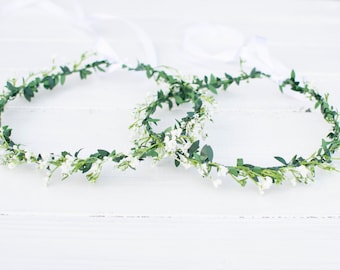 Gypsophila Floral Crown: Greenery Headband with Satin Ribbon