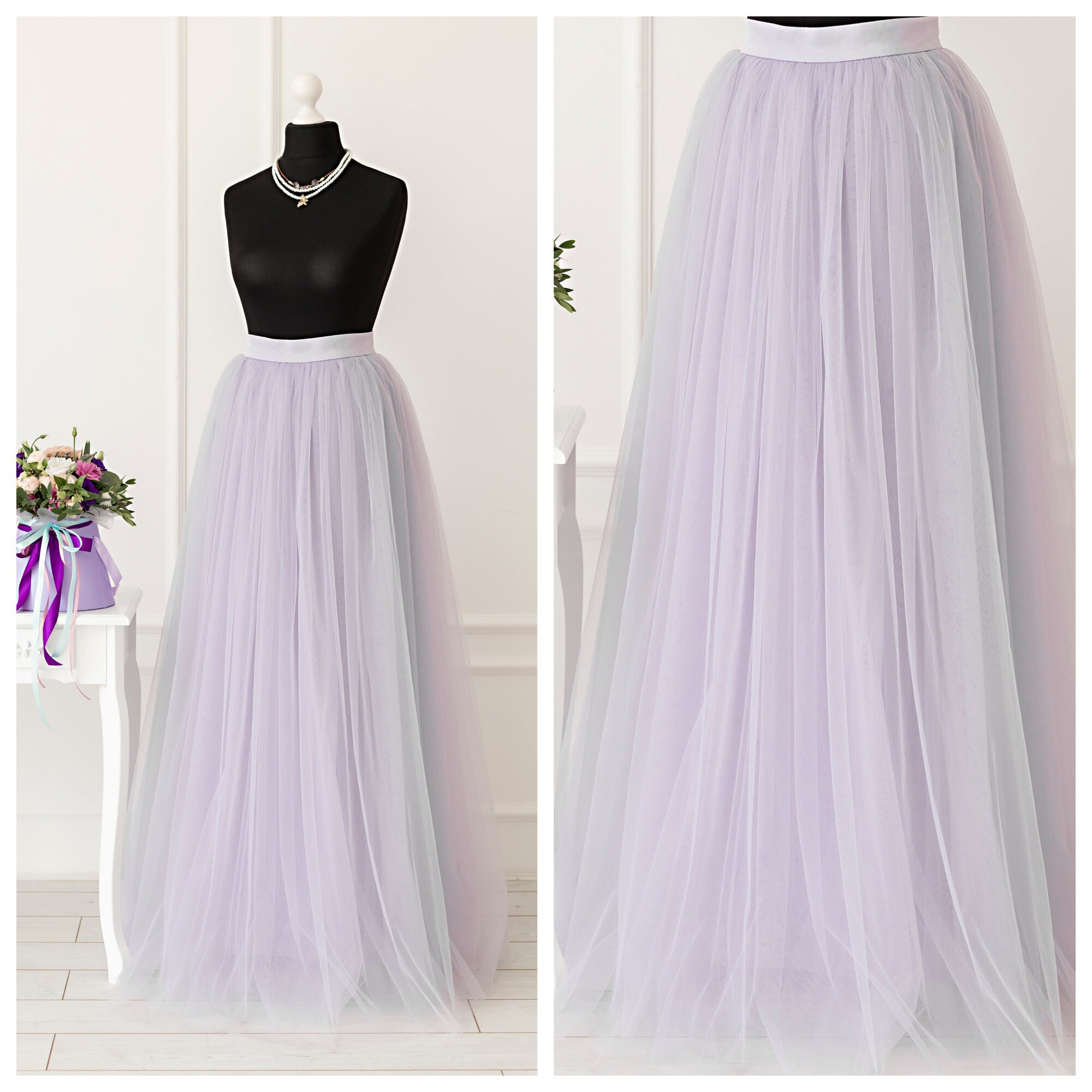 Lavender tulle top maxi skirt