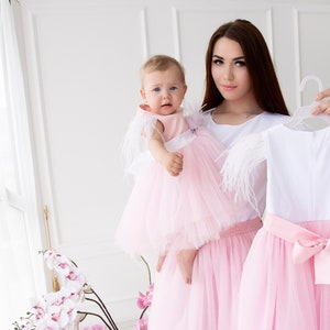 Mother daughter dress Mother daughter outfits Mommy and me dress Matching dresses Pink mother daughter Mother daughter tulle dress Family image 3