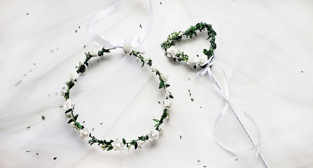 Flower Girl Crown Flower Girl Hair Wreath Rustic Hair Crown Gipsophila