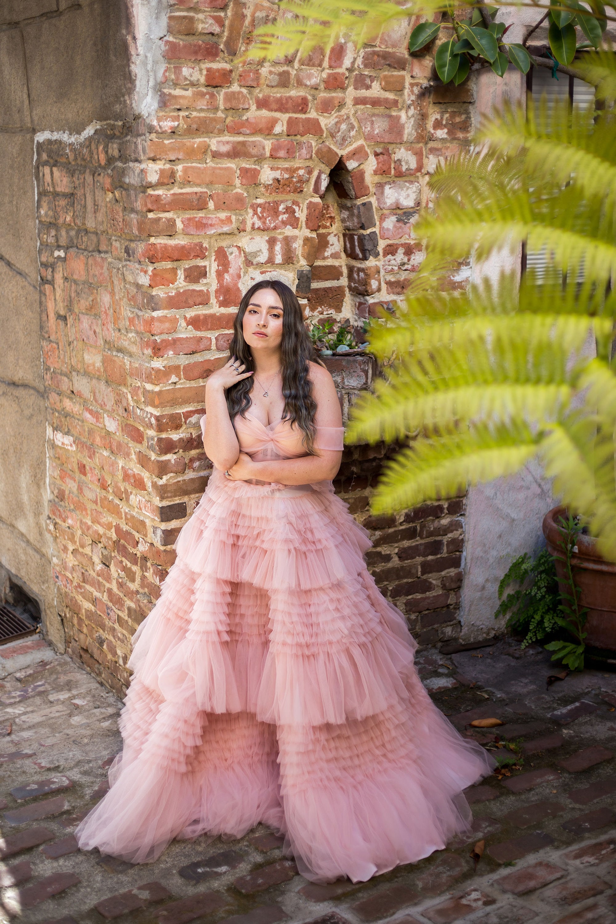Light BONNE ✿ tulle frill fluffy blouse Blue Strapless Frill 
