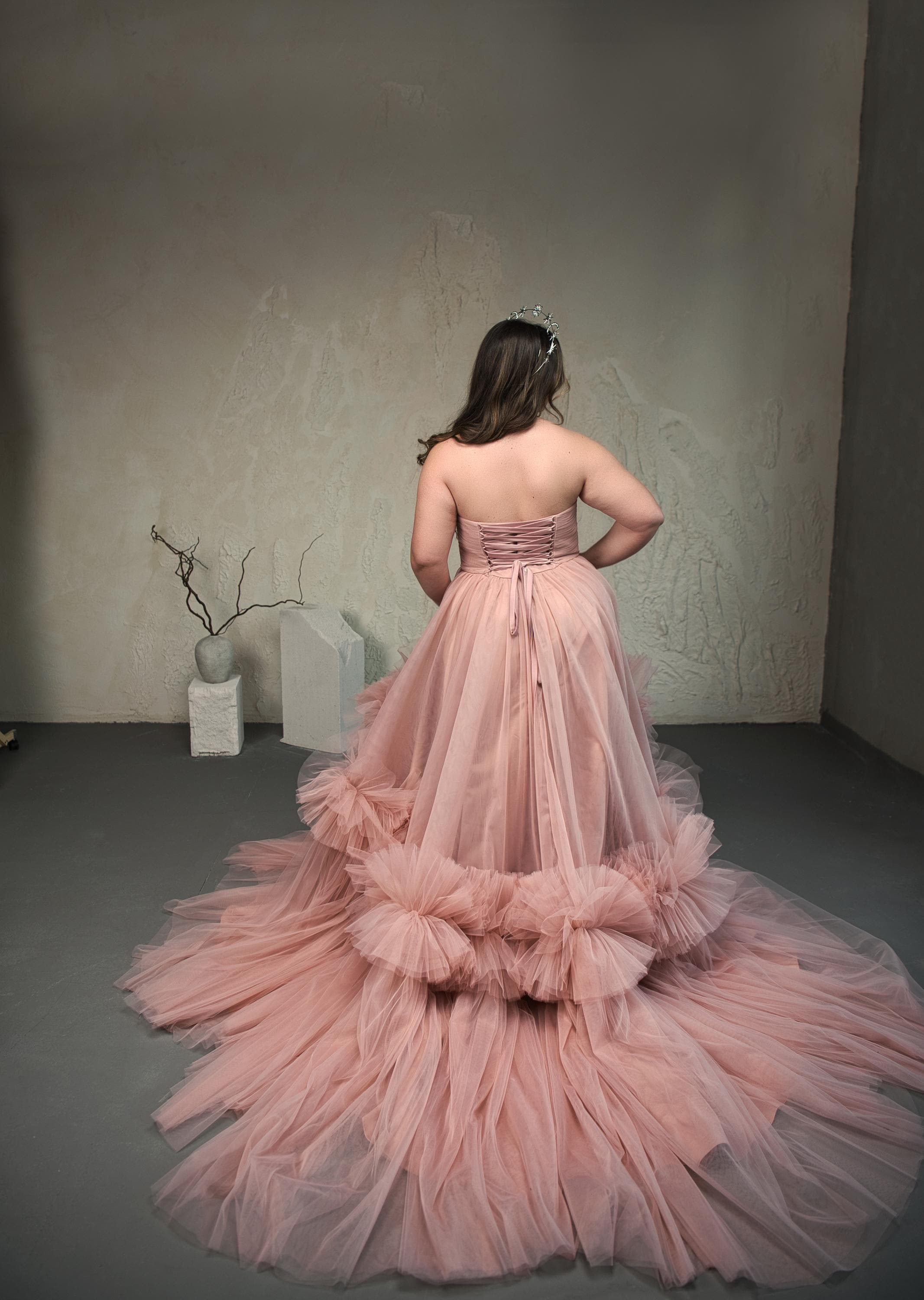 dusty pink corset dress light pink corset dress Rosette Papillon Corset Dress Teuta Matoshi