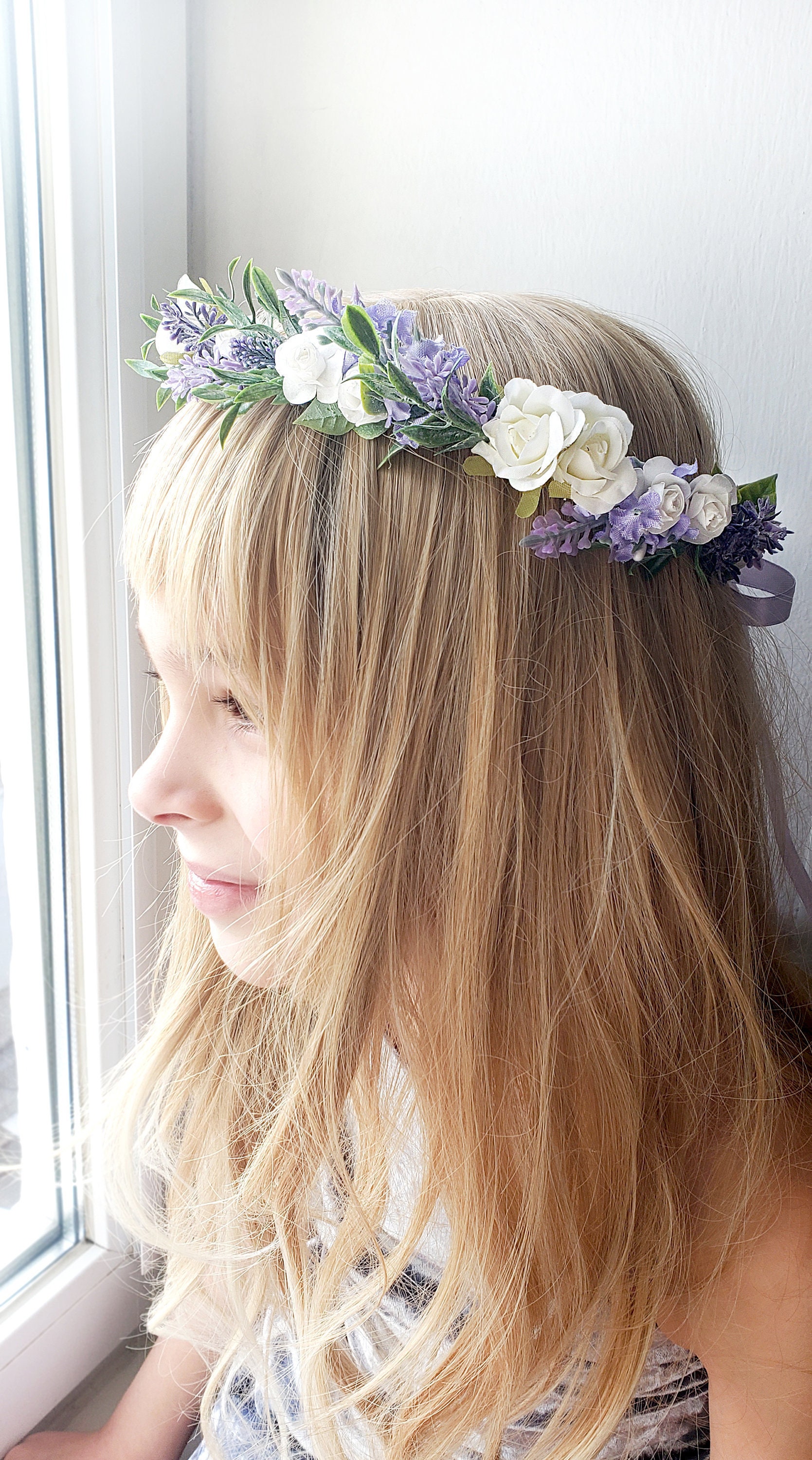 Corona de flores para niña de las flores (lavanda)