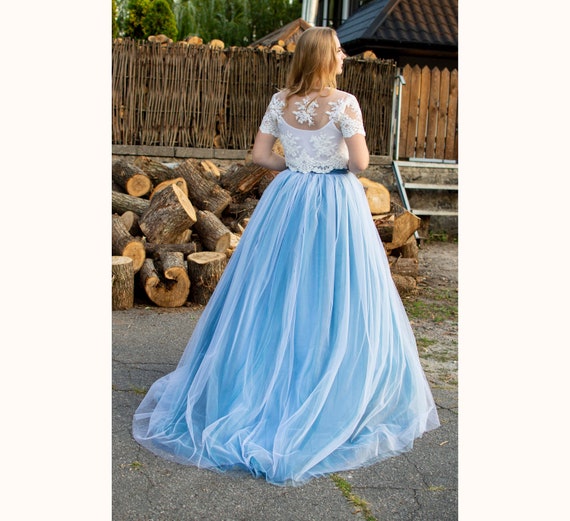 Blue ombre tulle skirt hotsell