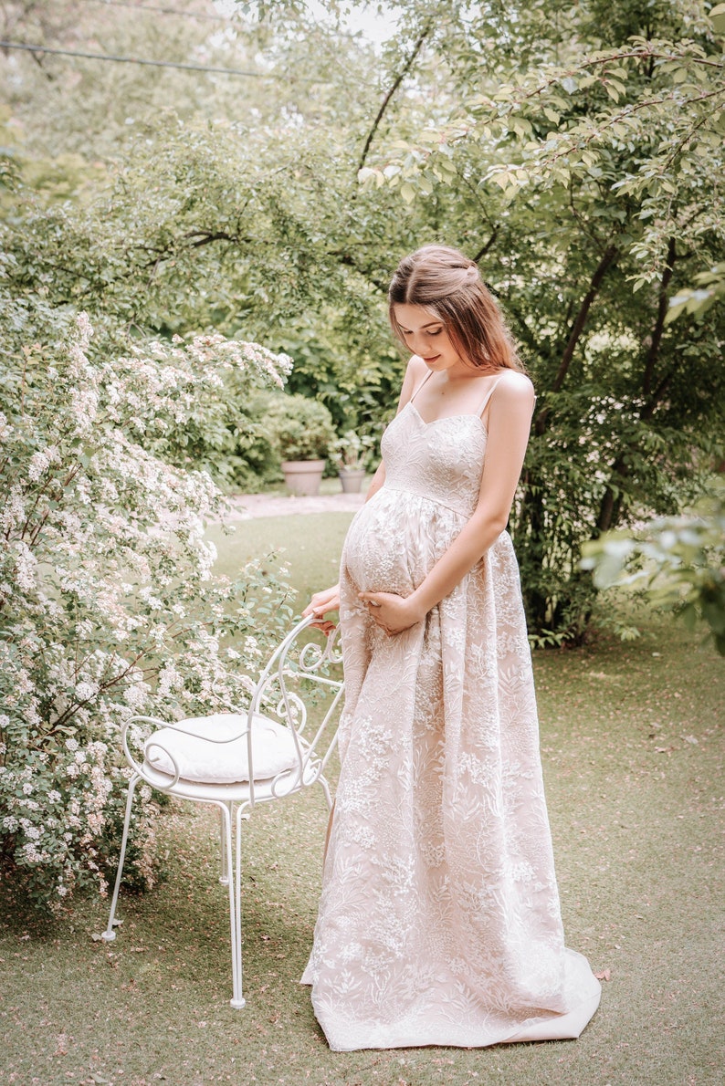 Maternity Dress Beige Maternity Dress Maternity Gown Lace Etsy