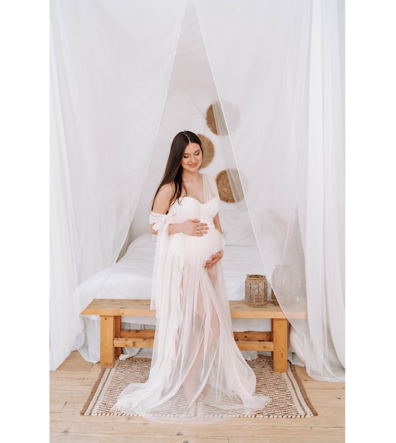 Maternity Dress for Photo Shoot Maternity Gown Maternity Tulle Dress Maternity  Bodysuit Pregnancy Bodysuit White Maternity Dress Boudoir 