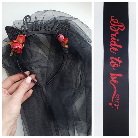 Black bride to be headband Black bride headband Black party Etsy