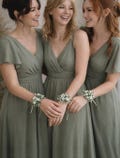 Sage green flower corsage Sage green wedding bracelet Flower girl bracelet Sage wrist corsage Rustic flower bracelet Sage wedding corsage
