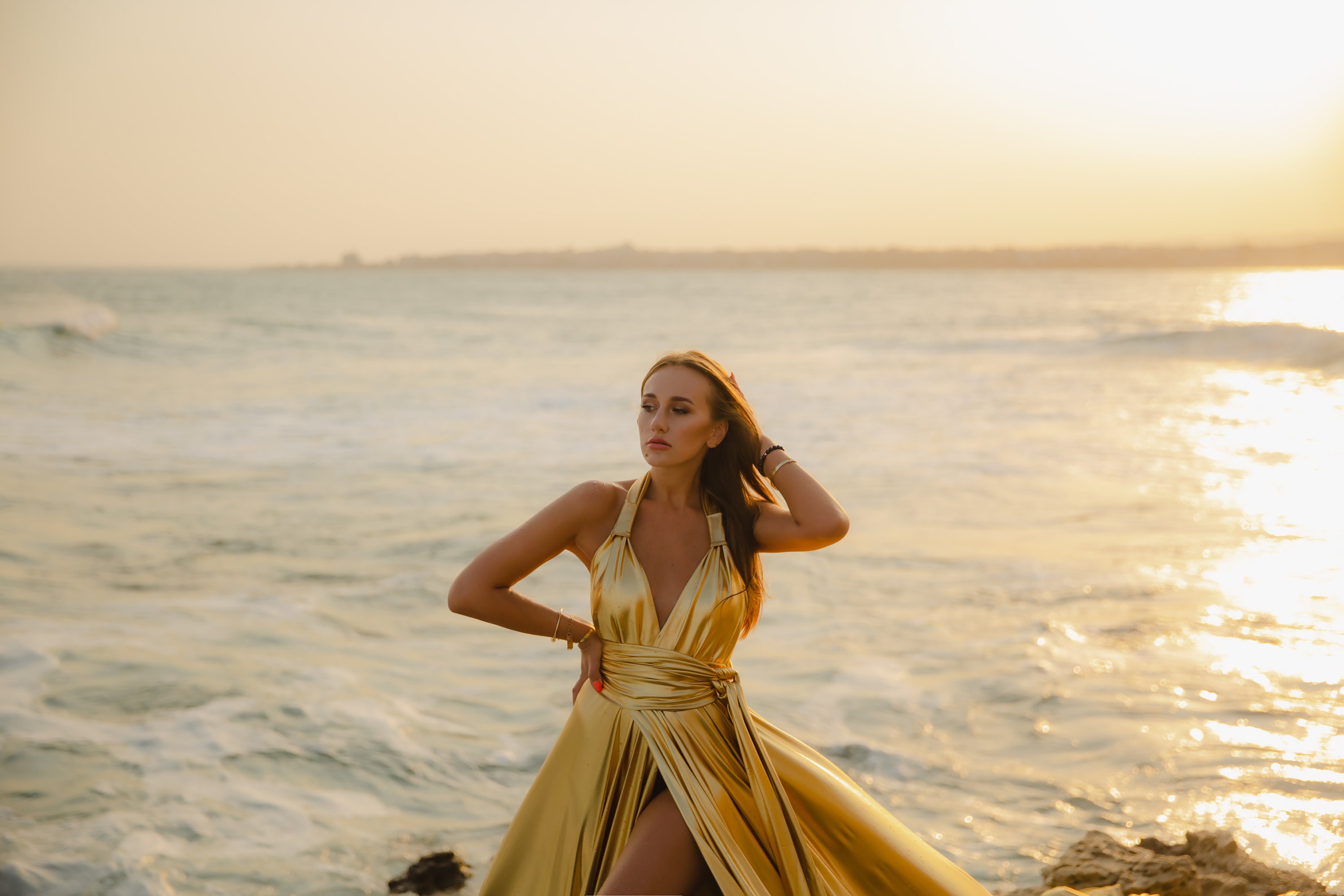 gold infinity dress Sand Champagne Bridesmaid Dress for Beach Wedding with Infinity Top