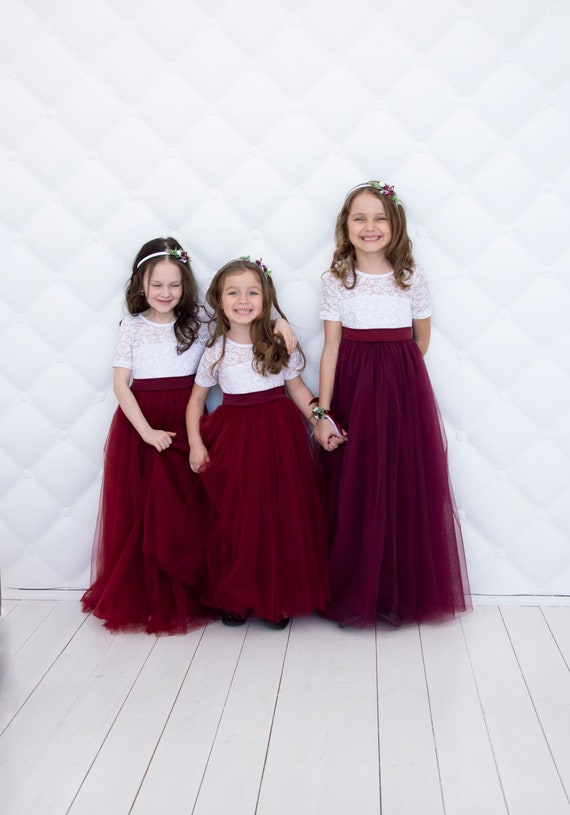 burgundy childrens bridesmaid dresses