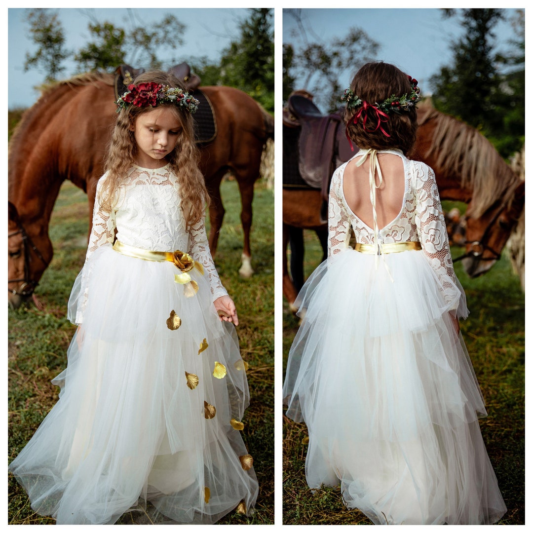 Cream Flowery Girl Dress