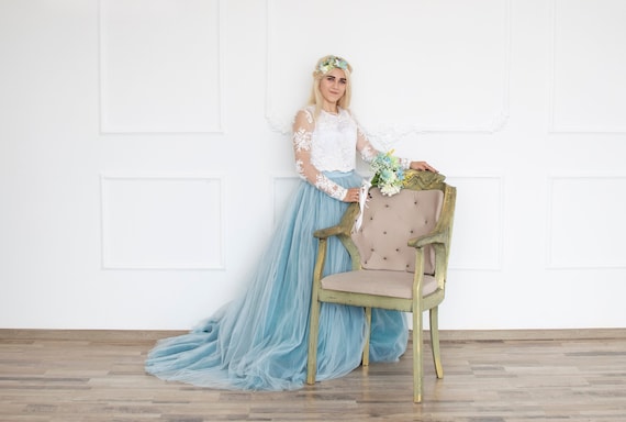 Blue Bridal Dress Blue Wedding Dress Ombre Wedding Skirt Blue Etsy