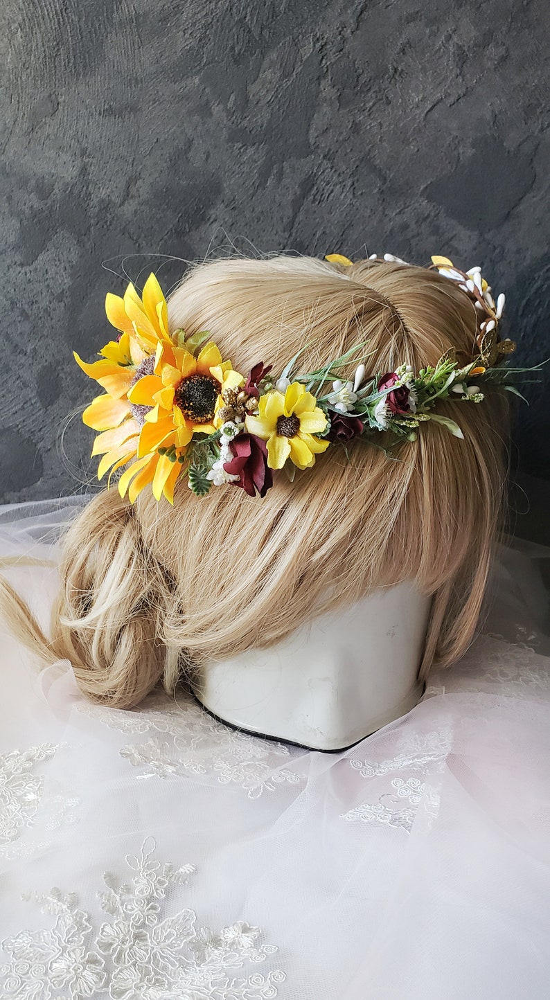 Bridal Sunflower Crown Sunflower Crown Sunflower Hairpiece Etsy
