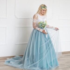 Blue Bridal Dress Blue Wedding Dress Ombre Wedding Skirt Blue Ombre ...
