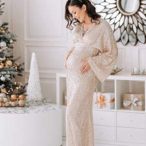 gold sequin maternity dress Goldie Maternity Dress (Ready to ship) Gold / L main image 1