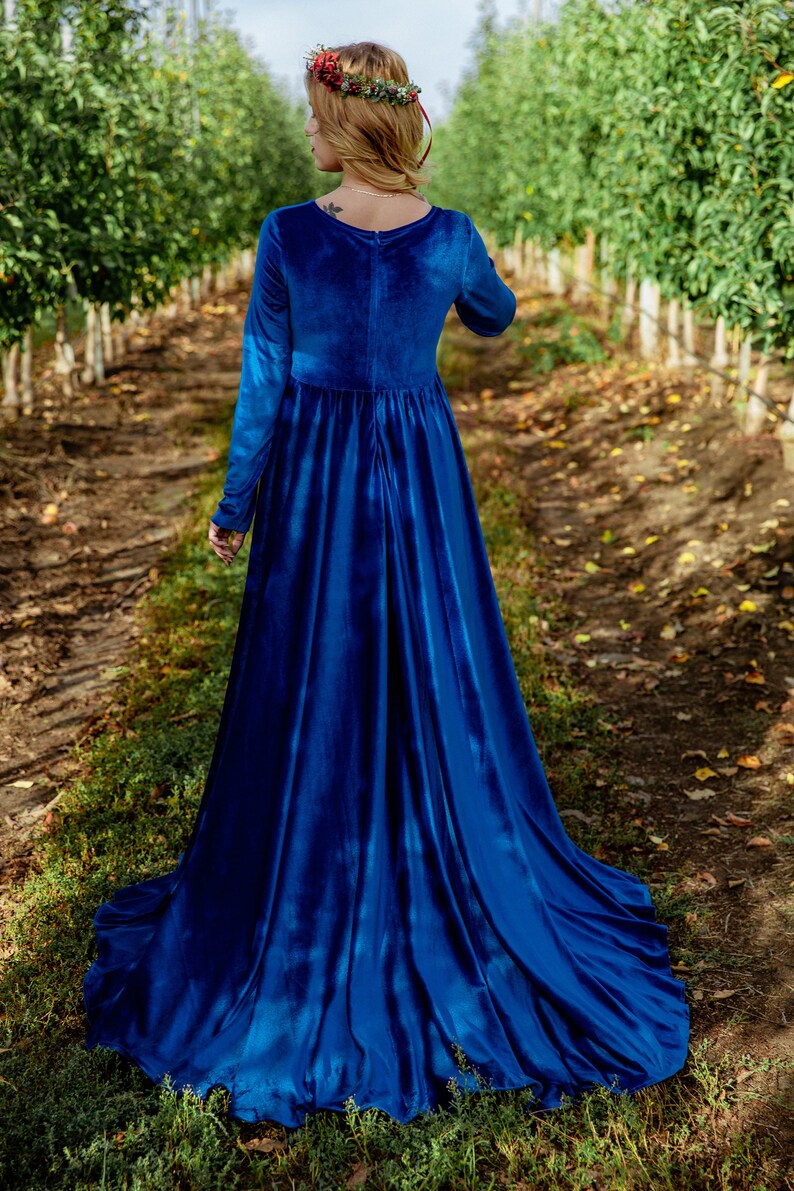 Velvet Maternity Dress Velour Maternity Dress Royal Blue Etsy