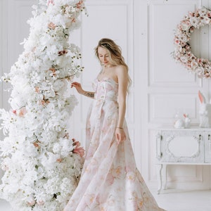 New! Floral maternity dress Maternity dress for photoshoot Photography dress Organza women dress Organza flower dress Baby shower dress