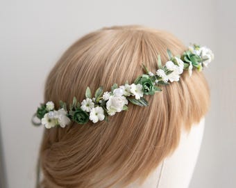 Sage green flower crown Sage green flower wand Flower girl crown Bridesmaid flower crown Flower wand Bridal flower girl crown Floral wand