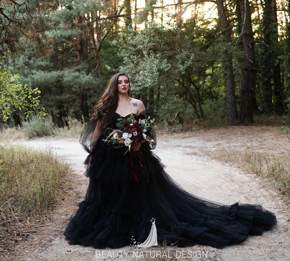 Black halloween wedding dress hotsell