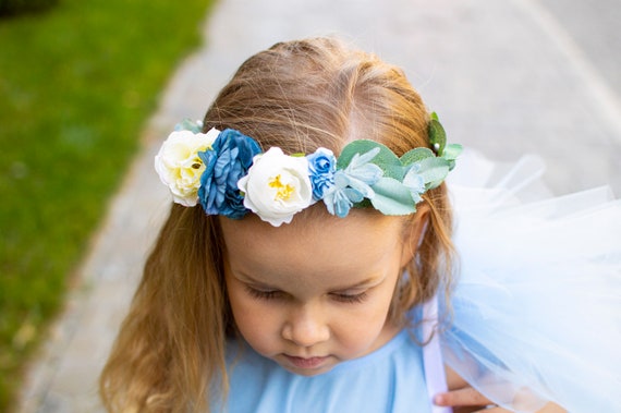 Buy Floral Flower Girl Belt: Dusty Blue Greenery Bridal Sash  display picture 2