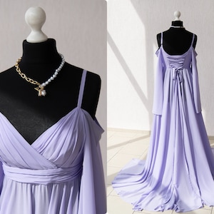 Lavender chiffon dress Chiffon elegant dress Lilac chiffon dress Lavender women dress Lilac women dress Chiffon women dress Photoshoot dress