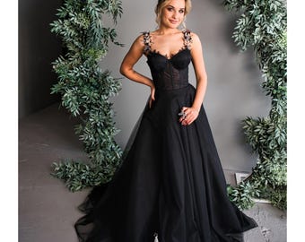 butterfly prom dress black Black Butterfly Beaded Gown 49209