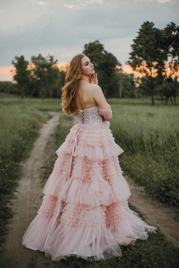 Robe Tulle Robe femme Tulle Robe moelleuse Robe rose nude Robe