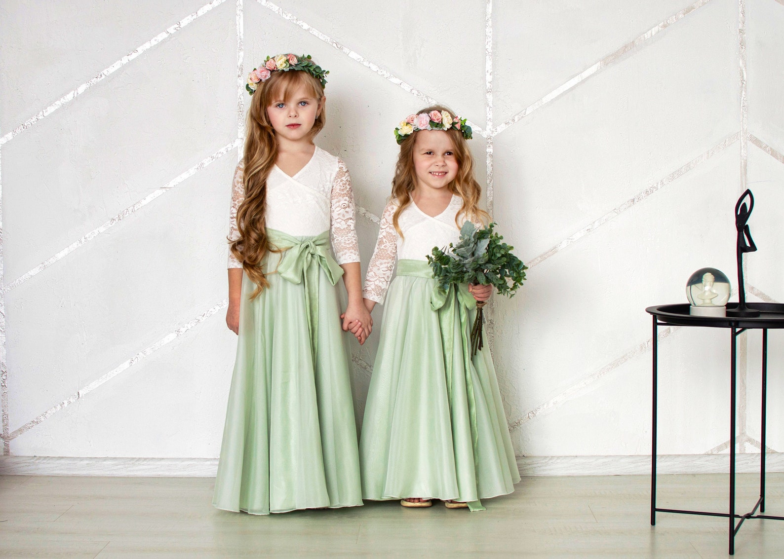 Sage green dress Sage dress Chiffon flower girl dress Sage Etsy