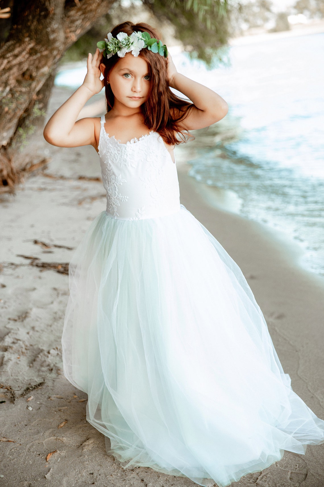 Wedding girl dress Bridal girl dress Junior girl dress Light