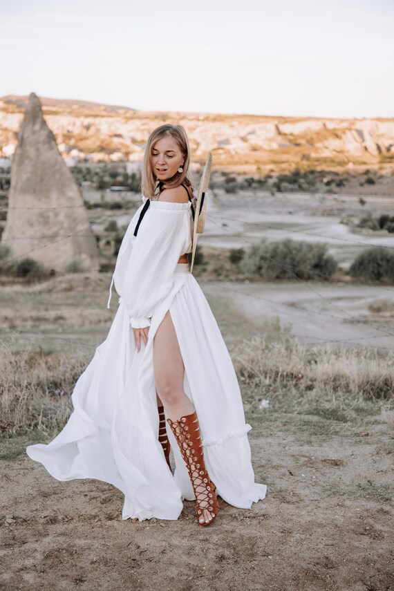Boho white gown Clearance