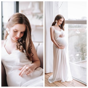 Maternity dress Maternity gown White dress Silk dress Dress for photoshoot White silk dress Silk slip dress Slip Dress Woman Slip Dress