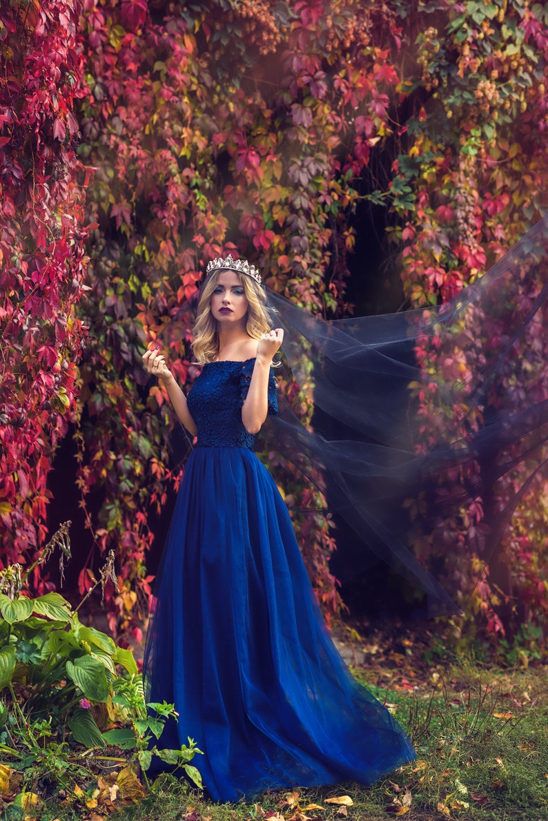 Dress for the Queen Dark Queen Dress Elegant Blue Dress Blue - Etsy
