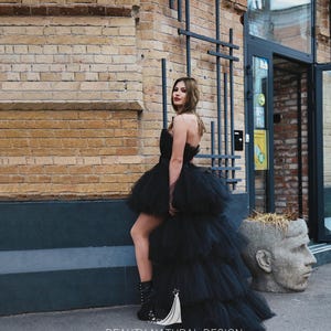 Black Tulle Corset Gown: Fluffy Gothic Wedding Dress