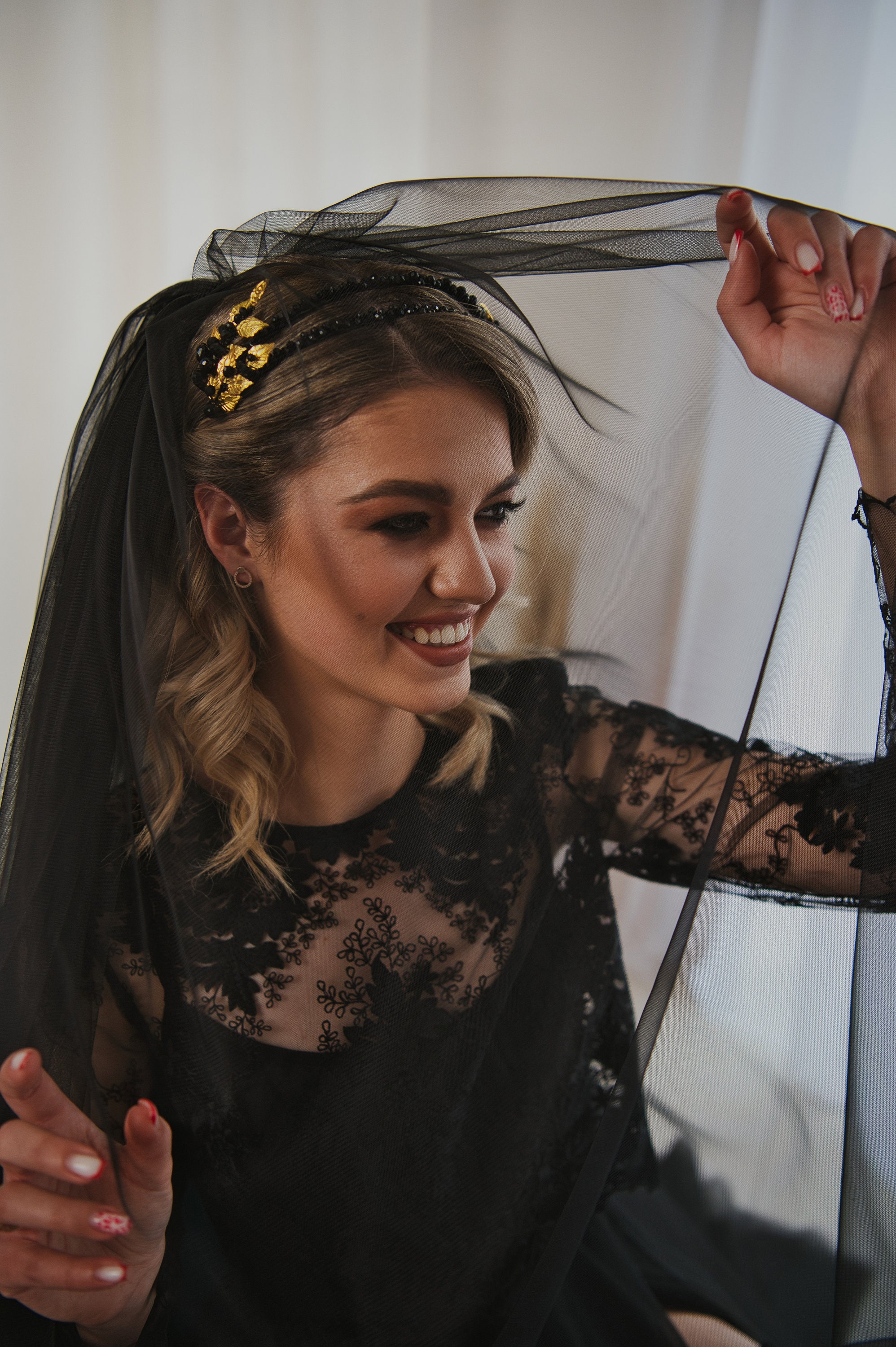 Black Bridal Veil Black Tulle Veil Gothic Veil Black Wedding