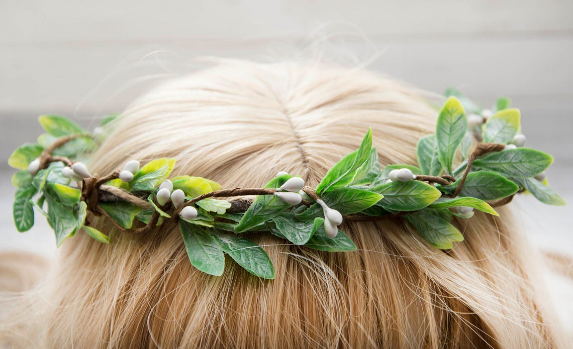 Green leaves headbands Green Leaf Crown Leaf Headband Green Etsy