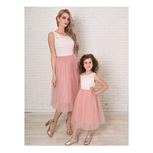 White Mother Daughter Matching Dress Mommy and Me Outfits - Etsy