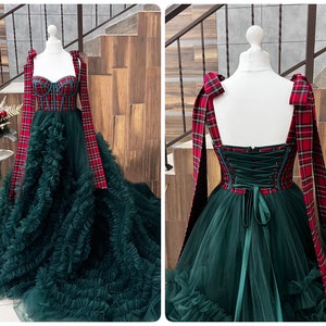 Women photoshoot dress Christmas photoshoot gown Christmas tulle dress Beautynaturaldesign Custom dress Christmas corset gown Red and green