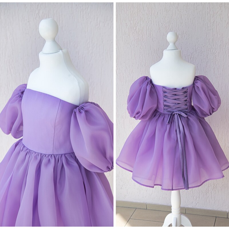 White Puffy Organza Princess Flower Girl Dress