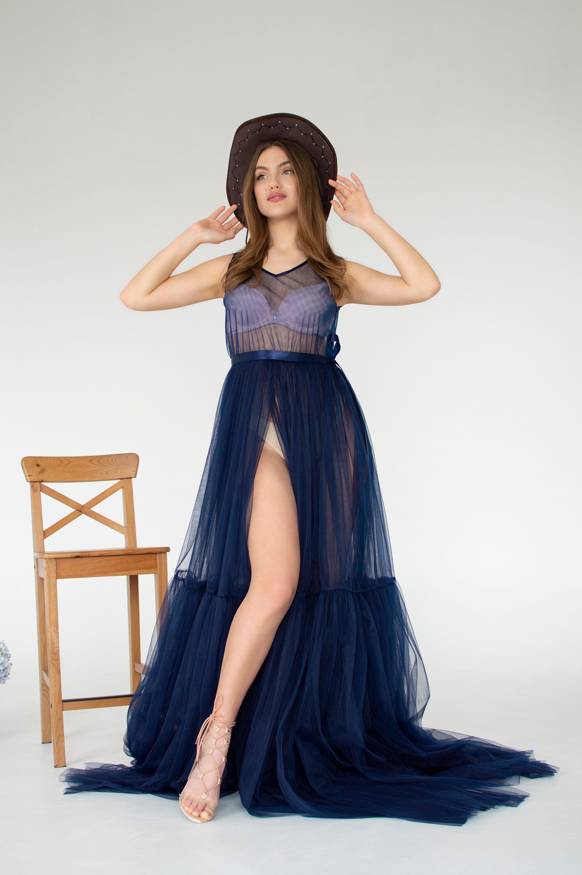 Tulle Dress Tulle Gown Navy Tulle Dress Tulle Woman Dress Etsy