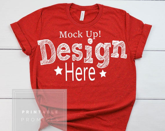 Download Bella Canvas 3650 Red Speckled T-Shirt Mockup Red - ALL ...