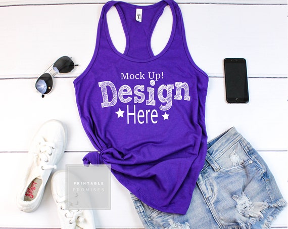 Next Level Ideal Racerback Tank Top Mockup Purple Rush Next Level Ideal Racerback Tank Top Mockup Purple Rush