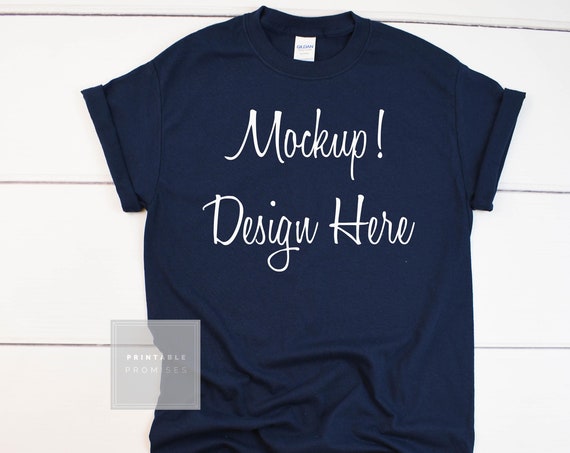 Gildan 500 Navy Shirt Flatlay Mockup Navy Shirt Mockup