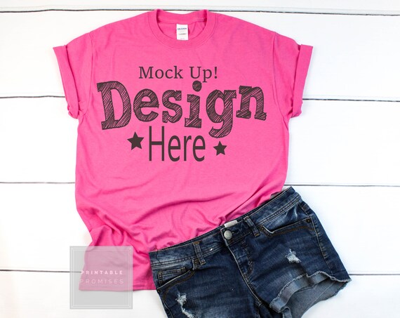 Pink Shirt Mock Up Azelea Gildan 500 Shirt Mockup Pink Shirt Mock Up Azelea Gildan 500 Shirt Mockup