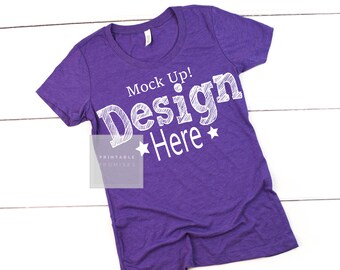 Download Bella Canvas Purple Triblend T Shirt MockUp 8413, Purple ...